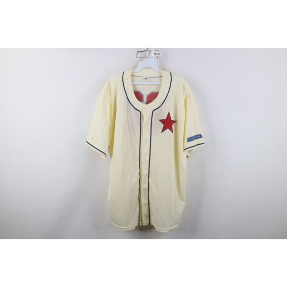 Vintage Y2K Mens 2XL XXL Knit Negro League Detroit Stars Baseball Jersey Cream